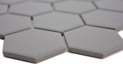 Piastrella di mosaico dipinta a mano in ceramica esagono grigio scuro non smaltato MOS11B-0213-R10_m