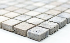 Campione a mano piastrelle di mosaico travertino pietra naturale bianco grigio argento Travertino antico MOS43-47023_m