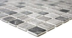 Piastrella di mosaico campione a mano ECO Recycling GLAS ECO texture legno grigio chiaro MOS63-312_m