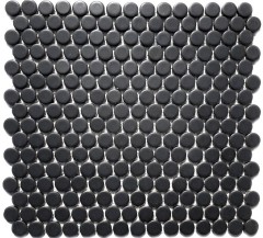 Piastrella di mosaico in ceramica a bottone nero opaco MOS10-0311_f