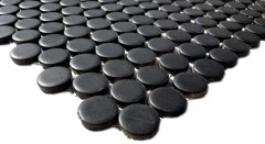 Piastrella di mosaico dipinta a mano in ceramica, pulsante nero opaco MOS10-0311_m