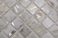 Mosaico di piscina dipinto a mano mosaico di vetro avorio crema beige shimmer iridescente parete pavimento cucina bagno doccia - MOS220-71380U_m