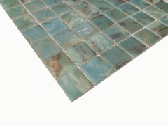 Mosaico piscina dipinto a mano mosaico piscina mosaico vetro acquamarina shimmer verde turchese grigio crema argento parete pavimento cucina bagno doccia - MOS220-71383U_m