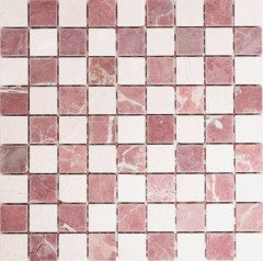 Piastrella di marmo a mosaico in pietra naturale crema beige rosso casuale schermo doccia - MOS42-1004