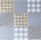 Rivestimento di piastrelle a mosaico vintage retrò per la cucina Rivestimento di piastrelle bianco blu arancione grigio Rivestimento di piastrelle patchwork - MOS22B-1404