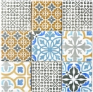 Muro di mosaico vintage in ceramica crema blu arancio grigio opaco - MOS22B-1406