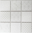 Retro vintage ART DEKO mosaico piastrelle muro ceramica bianco mix backsplash cucina bagno WC parete - MOS22B-1401