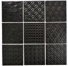 Retro vintage mosaico piastrelle muro ceramica nero struttura parete bagno cucina WC rivestimento - MOS22B-1403