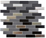 Composito mosaico mattone scivola ceramica nero argento cromo aste piastrelle backsplash MOS26-0317