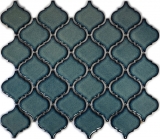 Piastrella di mosaico vintage fiorentina in ceramica blu maculata lucida da parete bagno cucina WC - MOS13-0408