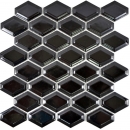 Retro 3D mosaico piastrelle ceramica diamante metro nero lucido backsplash cucina MOS13MD-0301