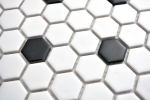 Mosaico dipinto a mano in ceramica esagono nero bianco opaco piastrelle backsplash cucina MOS11A-0301_m