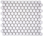 Piastrella di mosaico esagonale in ceramica mini piastrelle bianche lucide backsplash cucina rivestimento bagno piastrelle WC - MOS11A-0102