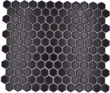 Piastrella di mosaico esagonale in ceramica mini nero opaco piastrella doccia alzatina piastrella muro piastrella bagno - MOS11A-0311