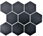 Piastrella esagonale a mosaico in ceramica XL nero opaco piastrella per cucina piastrella per bagno piastrella per alzatina piastrella backsplash - MOS11F-0311
