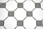 Mosaico dipinto a mano in ceramica metallo grigio ottagono bianco opaco metallo lucido MOS13-0122_m