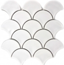 Ventaglio mosaico piastrella ceramica scala di pesce goccia bianca piastrella WC bagno piastrella parete - MOS13-FS01