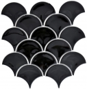 Ventaglio mosaico piastrella ceramica pesce scala goccia nera piastrella WC bagno piastrella cucina parete - MOS13-FS03