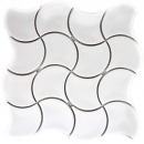 Piastrella a mosaico in ceramica ventaglio bianco lucido onda piastrella da parete bagno MOS13-FSW01_f | 10 tappetini a mosaico