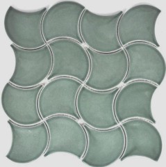 Piastrella a ventaglio in ceramica pastello petrolio onda piastrella da parete piastrella da bagno piastrella da cucina piastrella WC - MOS13-FSW18