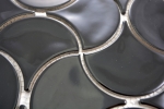 Mano modello mosaico piastrelle ceramica ventaglio nero lucido onda parete piastrelle bagno MOS13-FSW03_m