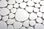 Mosaico di ciottoli dipinto a mano Ciottoli in ceramica bianca lucida piatto doccia backsplash MOS12-0102_m