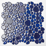 Mosaico di ciottoli Ciottoli in ceramica gocce blu lucido piatto doccia backsplash MOS12-0405