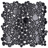Mosaico di ciottoli Ciottoli in ceramica gocce nere lucide piatto doccia backsplash MOS12-0302