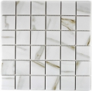 Piastrella a mosaico Calacatta bianco beige in ceramica gres porcellanato backsplash MOS14-0112_f | 10 tappetini a mosaico