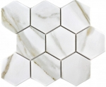 Piastrella di mosaico in ceramica bianca esagonale calacatta piastrella da parete bagno MOS11F-0112_f | 10 tappetini a mosaico