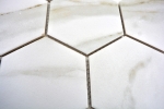 Piastrella di mosaico decorata a mano in ceramica esagonale bianca calacatta piastrella da parete per bagno MOS11F-0112_m