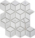 Mosaico a cubetti in ceramica bianco antracite effetto Carrara piastrella da parete piastrella per bagno piastrella per cucina piastrella per WC - MOS13-0102