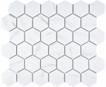 Piastrella a mosaico in ceramica bianca esagonale aspetto Carrara piastrella da parete bagno MOS11G-0102_f | 10 tappetini a mosaico