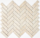 Mosaico a spina di pesce in ceramica effetto pietra beige chiaro backsplash cucina MOS24-SO54