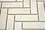 Mosaico dipinto a mano in ceramica a spina di pesce effetto pietra beige chiaro backsplash cucina MOS24-SO54_m