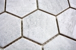 Piastrella di mosaico dipinta a mano in ceramica esagonale travertino grigio opaco backsplash cucina MOS11G-0202_m
