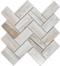 Piastrella di mosaico a spina di pesce in ceramica crema beige effetto legno backsplash di piastrelle chiare cucina MOS24-2002