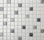 Mosaico ceramico bianco nero grigio strutturato piastrelle di mosaico bagno MOS18-0307