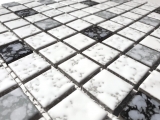 Piastrella di mosaico dipinta a mano Mosaico ceramico bianco nero grigio strutturato pavimento Bagno MOS18-0307_m