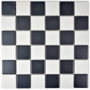 Mosaico a scacchiera in ceramica SLIPPROOF SLIPPROOF nero bianco MOS14-0103-R10