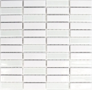 Piastrella di mosaico in vetro ceramico aste in vetro bianco lucido MOS24-ST315_f