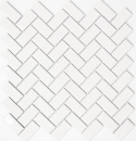 Piastrella di mosaico a spina di pesce in ceramica bianca lucida per cucina MOS24-CHB5WG