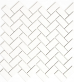 Piastrella di mosaico a spina di pesce in ceramica bianca opaca backsplash cucina MOS24-CHB05WM