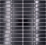 Piastrella di ceramica a stelo in mosaico nero lucido per doccia MOS24-0302