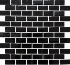 Mosaico composito di mattoni, rivestimento ceramico di mattoni nero lucido per cucina MOS24-4BG