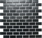 Piastrella a mosaico in ceramica mattone nero opaco per doccia MOS24-04BM_f