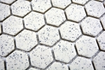 Piastrella di mosaico decorata a mano in ceramica bianco crema esagono screziato non smaltato MOS11A-0103-R10_m