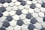 Piastrella di mosaico a mano in ceramica beige nero bottone piatto doccia piastrella pavimento non smaltato MOS10-0113-R10_m
