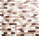 Mosaico parete posteriore alluminio mattone 3D alu argento rame MOS49-0207_f