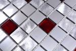 Piastrella di mosaico dipinta a mano alluminio traslucido alluminio vetro mosaico Cristallo argento rosso MOS49-O301F_m